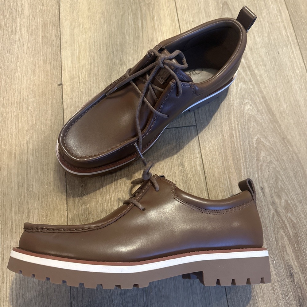 Coach Men's Banks Leather Boots Size 8D Dark Saddle Brown Derby New (No Box)